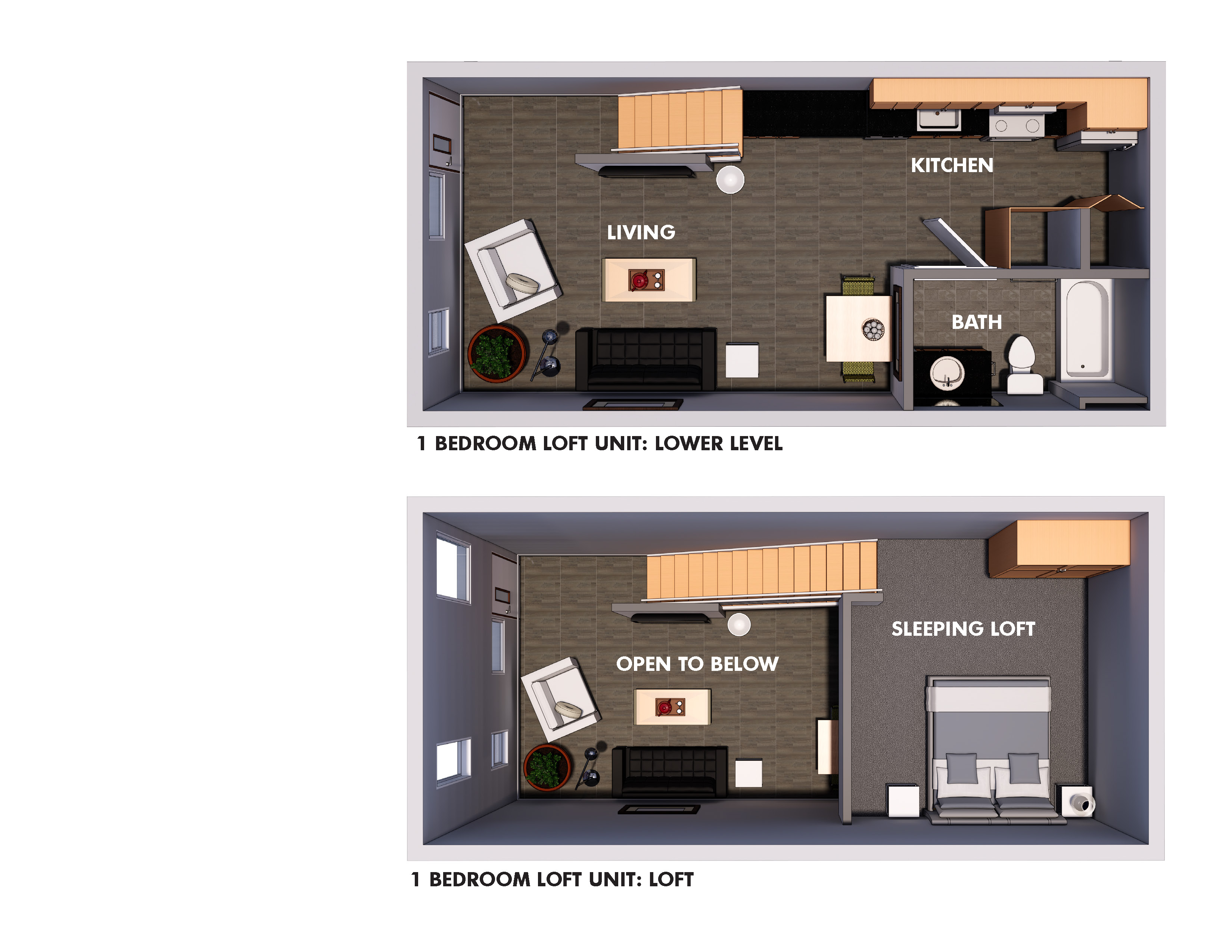 1 Bedroom loft layout